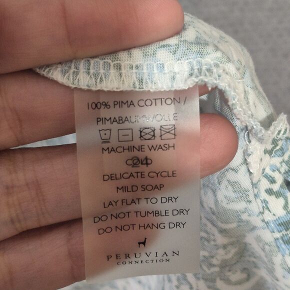 Peruvian Connection Women's Print 100% Pima Cotton V Neck Short Sleeve Tee M - Picture 3 of 7